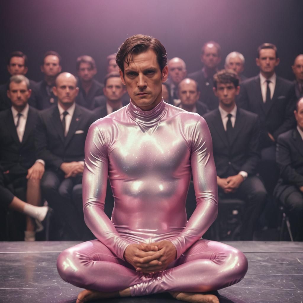 Scowling Leotard Performer on Stage