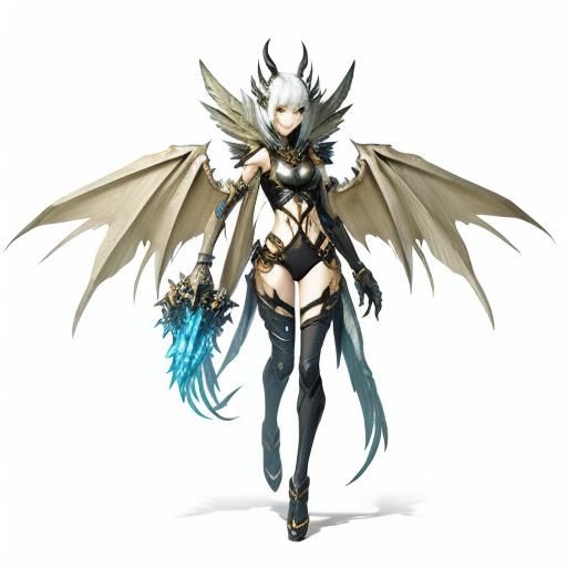 Hot Monster Girl Character Design with Wings