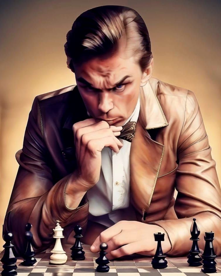 Chess Master in Intense Thought