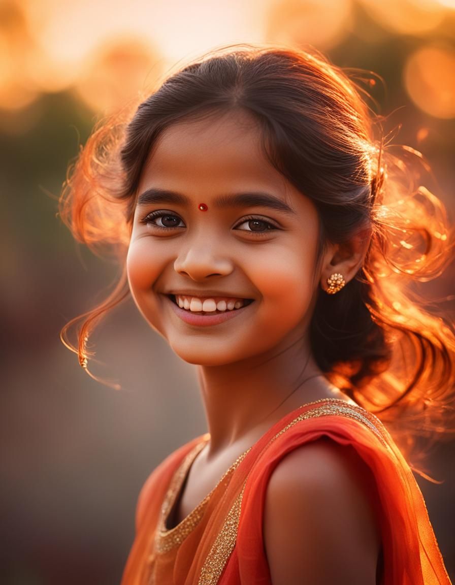 Smiling Girl Portrait in Ethereal Style