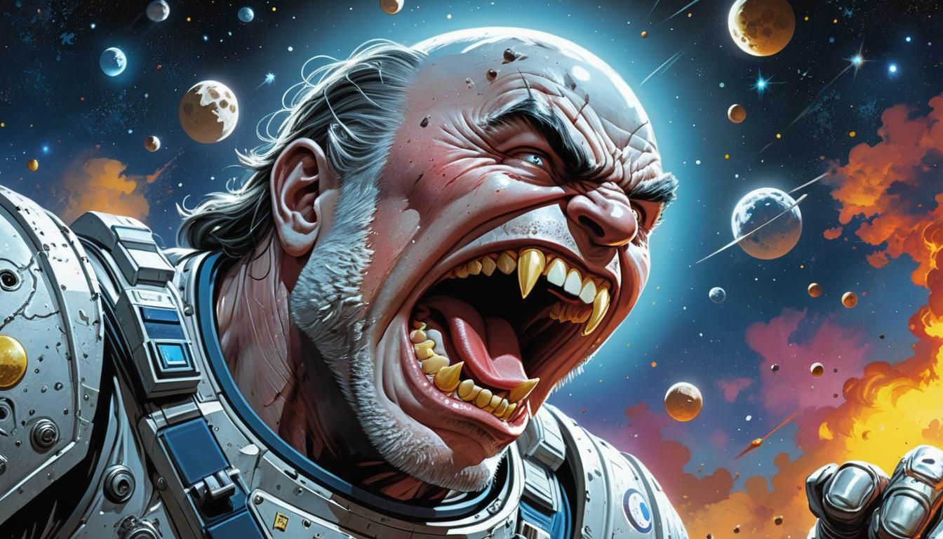 Gordon Shumway Fighting Under the Stars in Comic Style