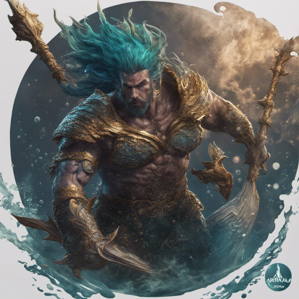 Mighty Merman Warrior in Detailed Matte Painting