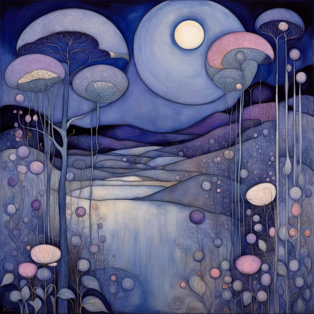 Entangled Noctilucent Landscape in Glasgow Style