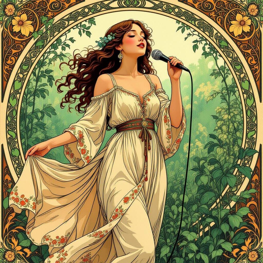 Bohemian Singer in Art Nouveau Style