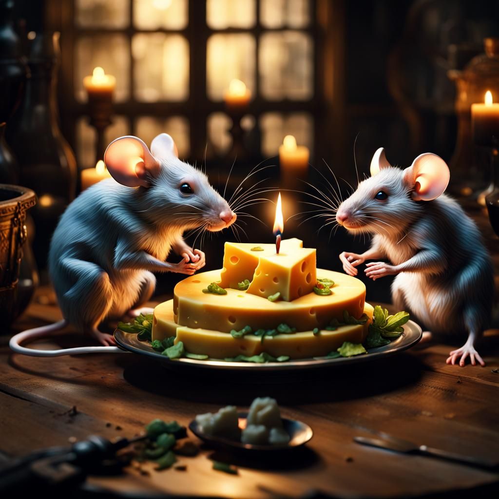 Mice Enjoying Candlelight Dinner: Fantasycore Masterpiece