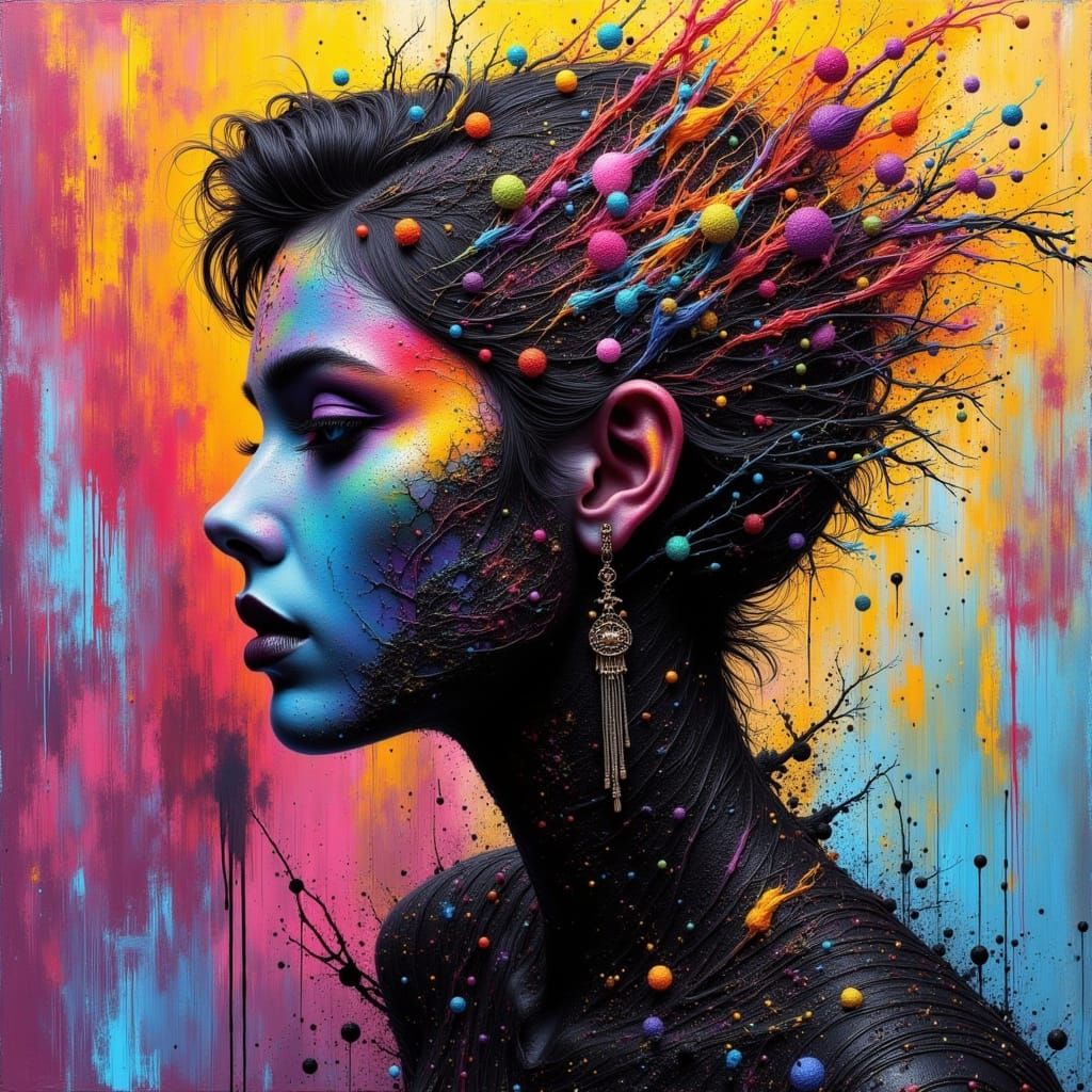 Art Nouveau Punk Graffiti with Gold Accents