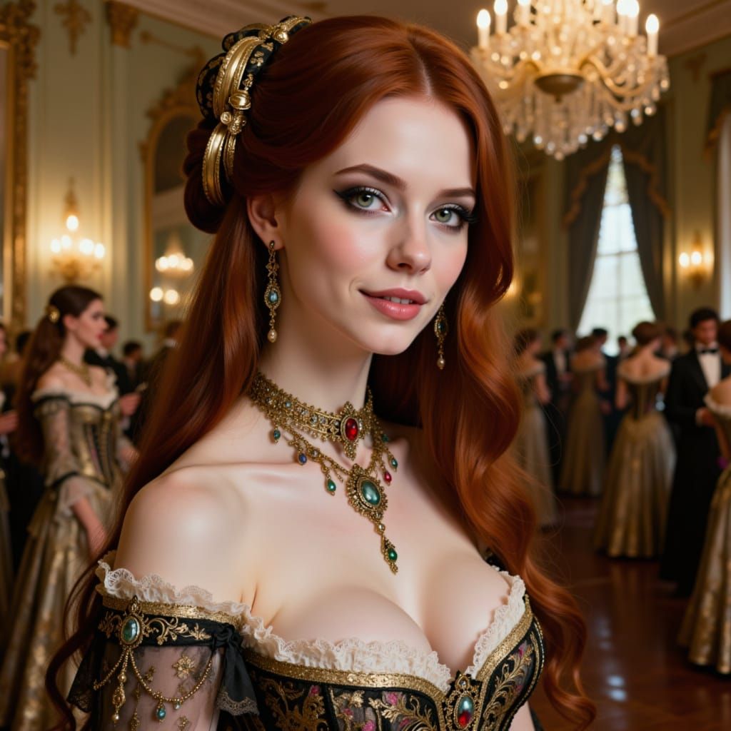 Victorian Ball Portrait of a Redhead Woman