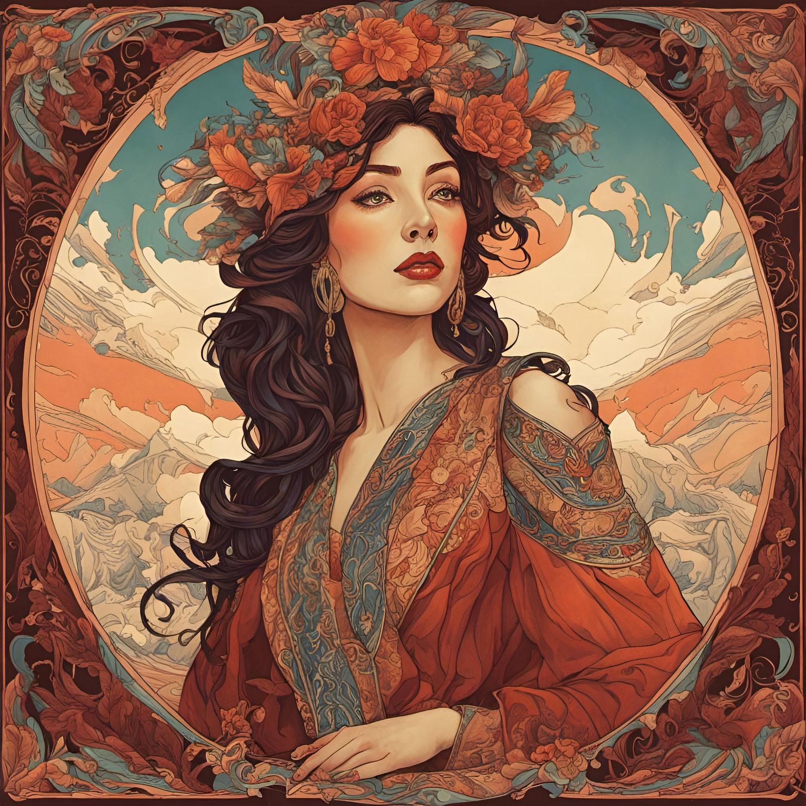 Dreamlike Portrait of a Beautiful Woman in Surrealist Style