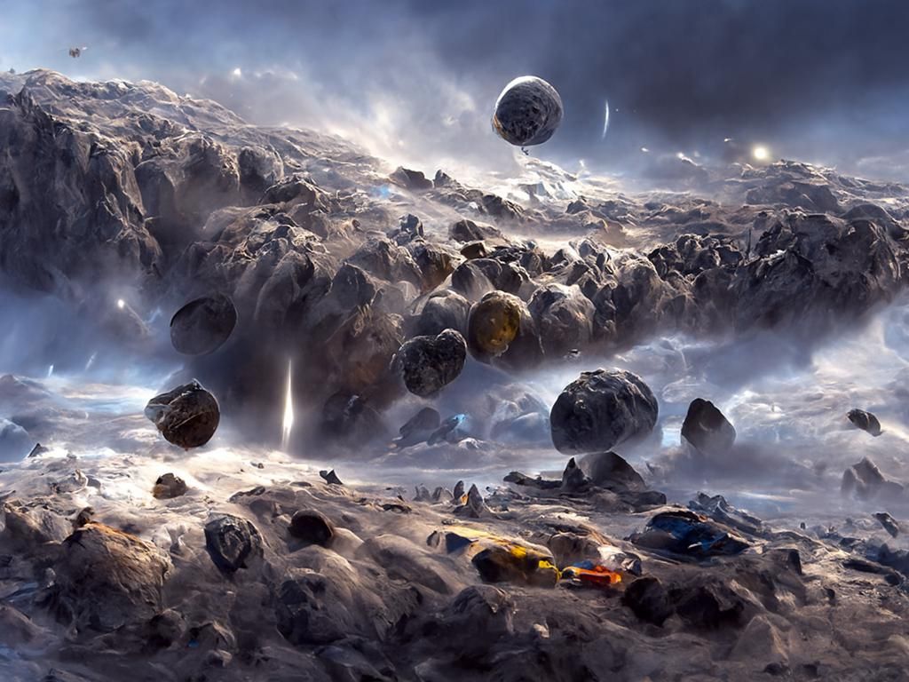 Stormy Planet's Asteroid Belt: Digital Matte Painting