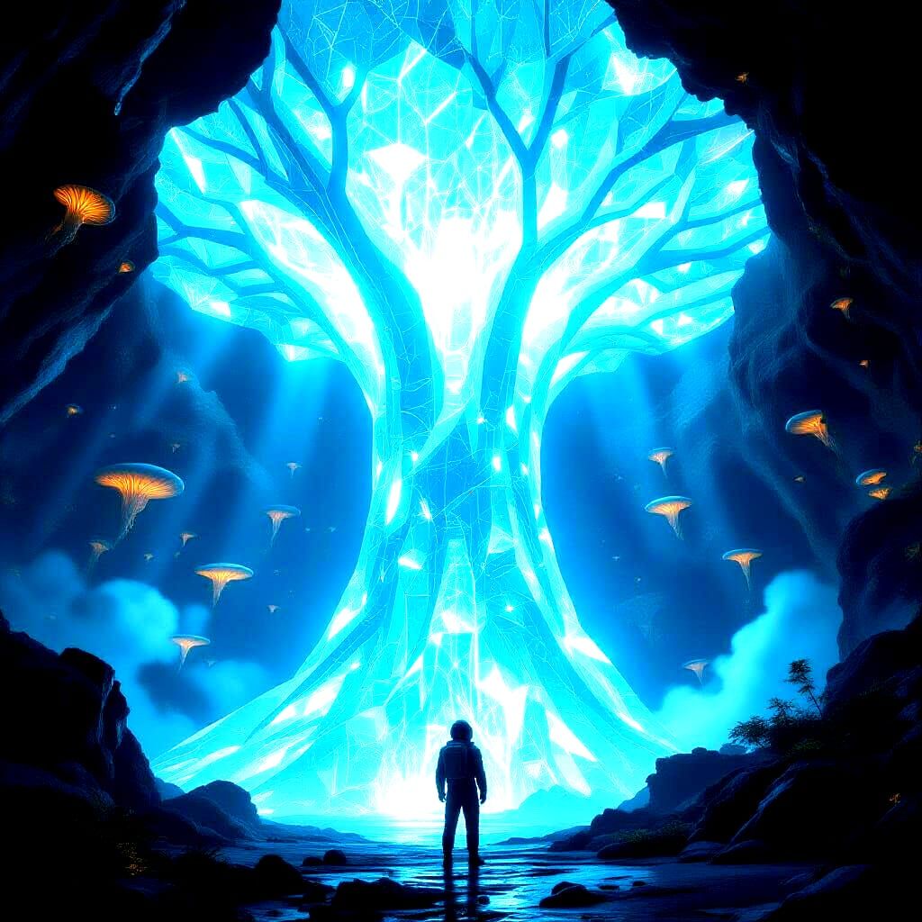 Astronaut Discovers Crystalline Alien Tree in Bioluminescent...