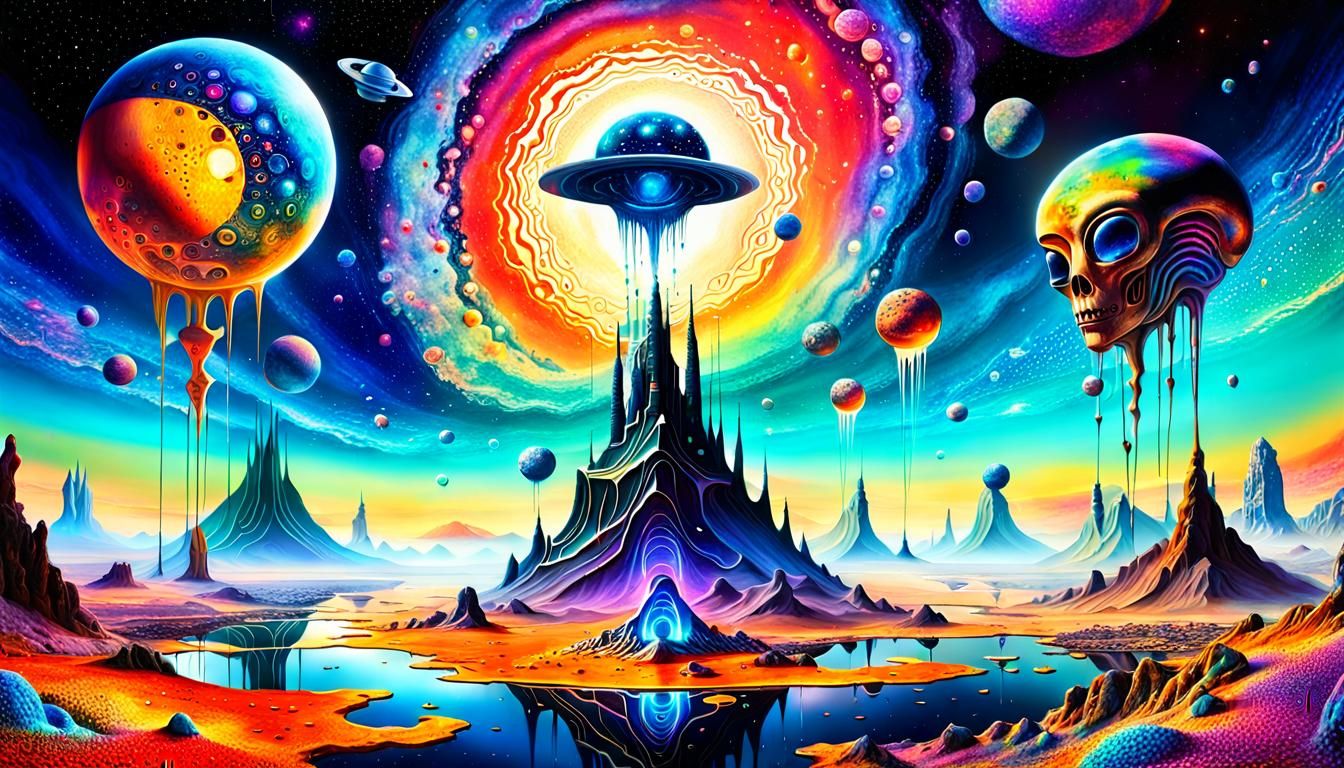 Surreal Cosmic Worlds Unveil Alien Secrets in Vibrant Triadi...