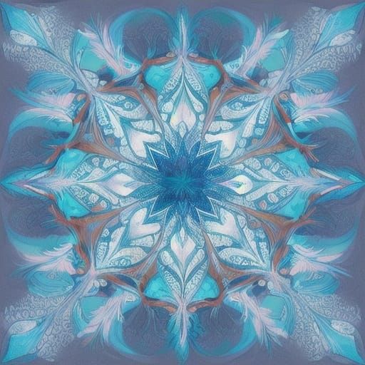 Delicate Snowflake Fractal in Vibrant Colors