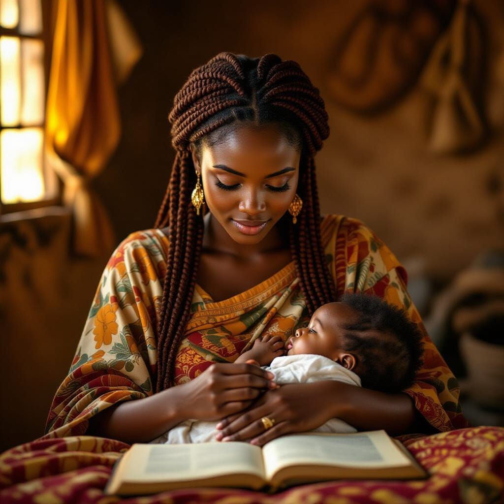 Young Mother Studying: A Photorealistic Portrait