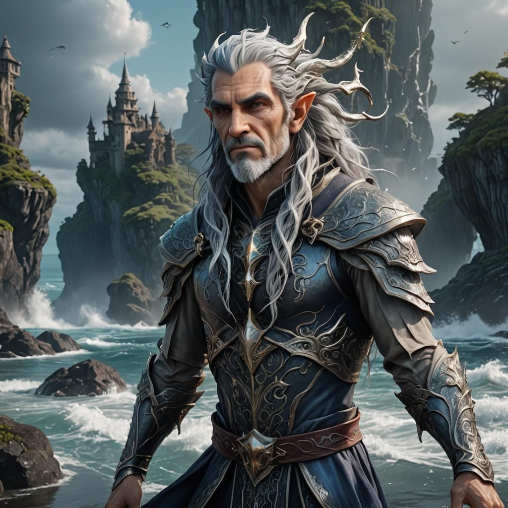 Detailed Sea-Elf Portrait in Fantasy Concept Art Style