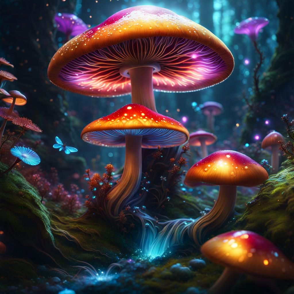 Ethereal Magical Fungi Flowing with Mana