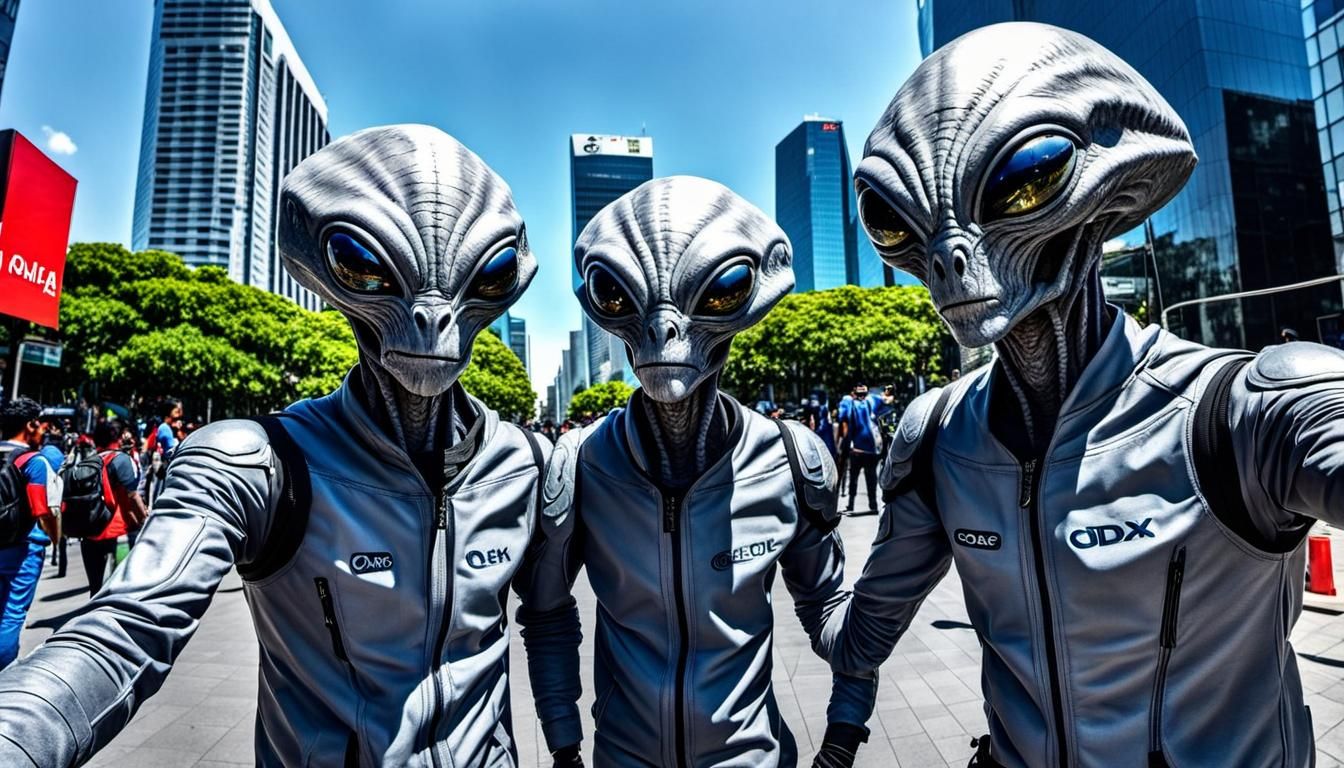 Aliens Visit Mexico City: Hyperrealistic Selfie Adventure