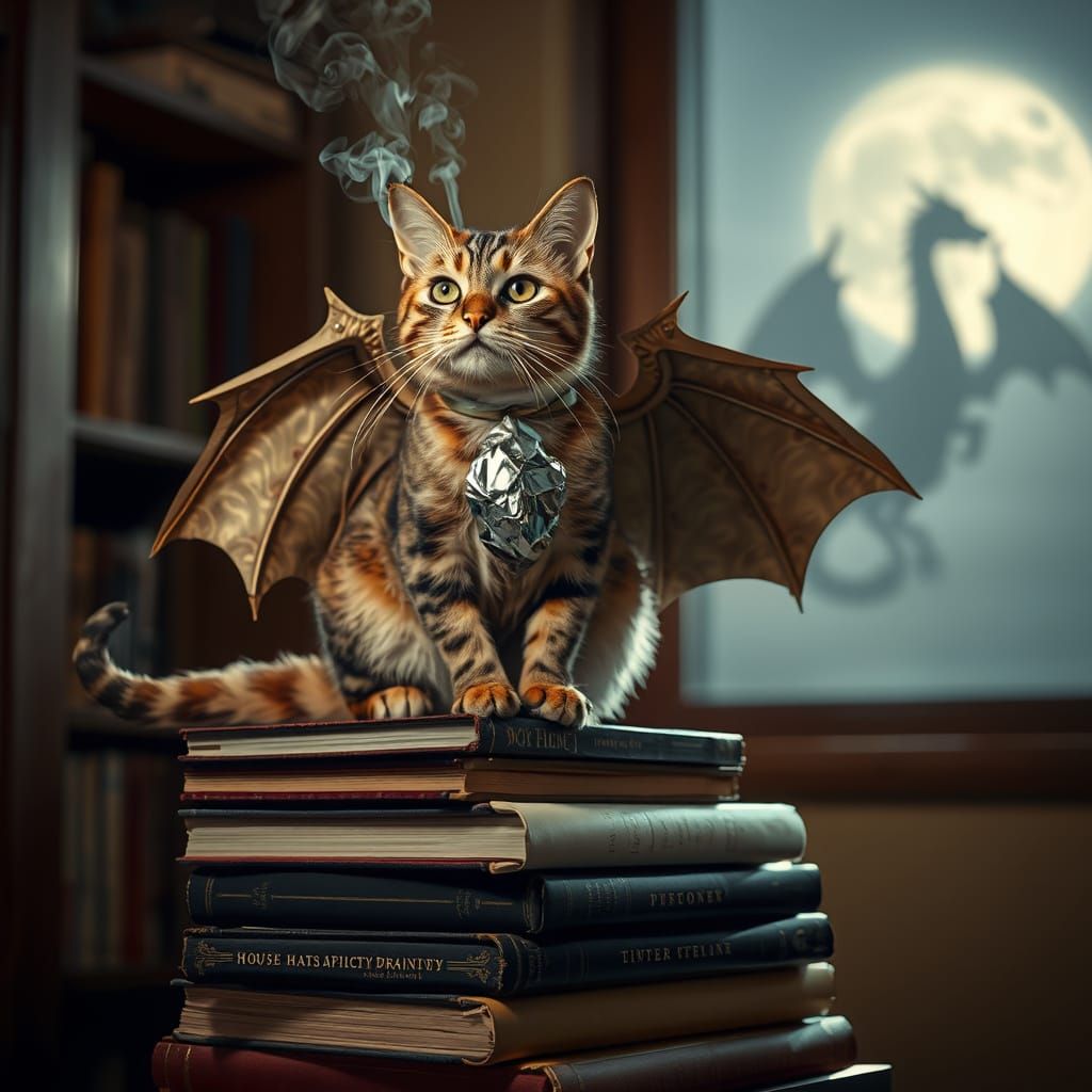 Cat in Dragon Costume with Magical Realism