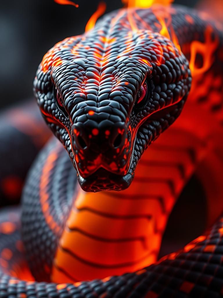 Fiery Cobra with Glowing Magma Scales
