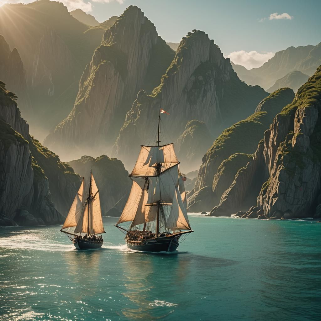Xebec Sailing Ship at Golden Hour