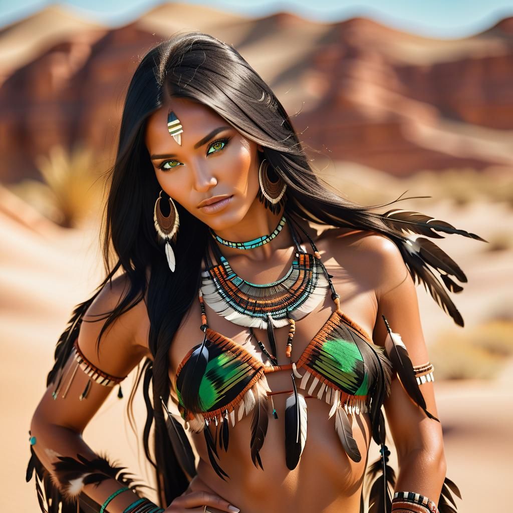 Native American Beauty in Golden Hour: Fashion Portrait