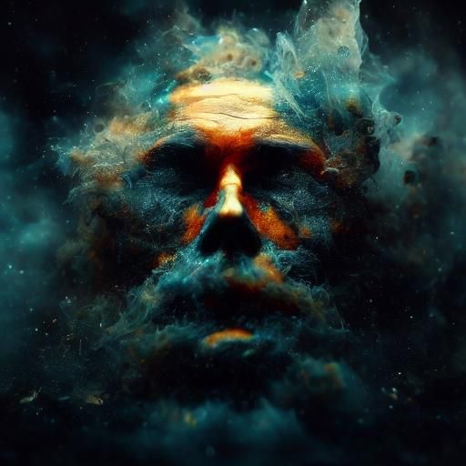 Cosmic Tattooed God in Gustav Klimt Style