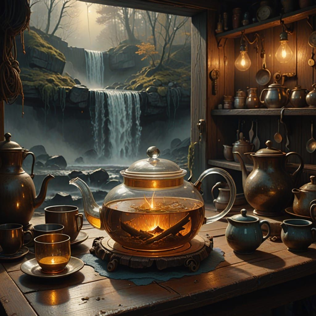 Whimsical Vintage Kitchen Scene in Matte Painting Style