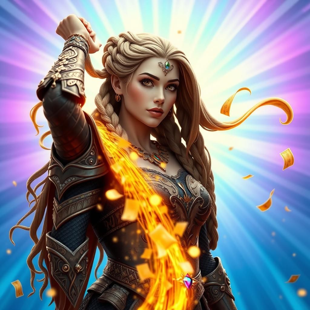 Nordic Woman Attracts Wealth as 3D Digital Art