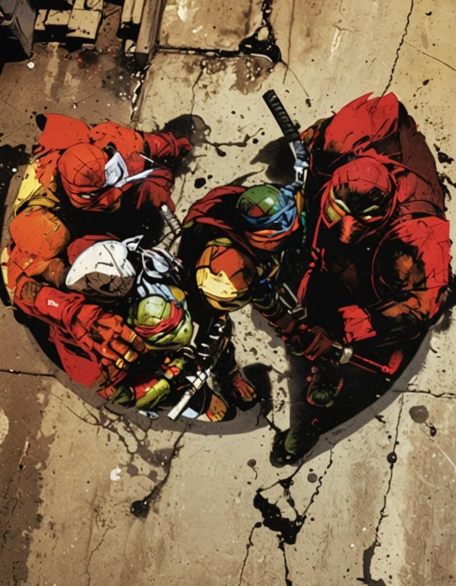 Teenage Mutant Ninja Turtles in Comic Book Style