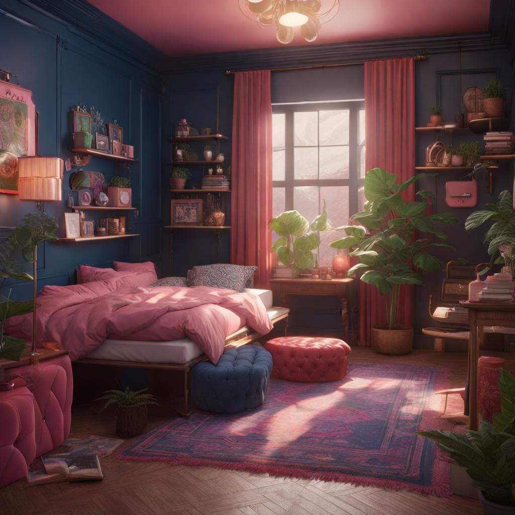 Preppy Aesthetic Room in Detailed Matte Painting
