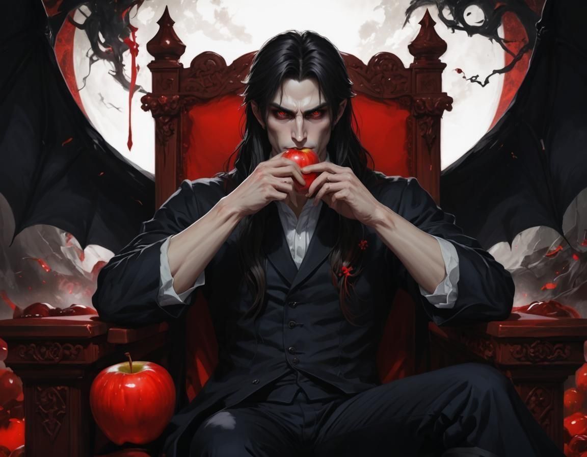 Vampire Teacher on Throne in Anime Style