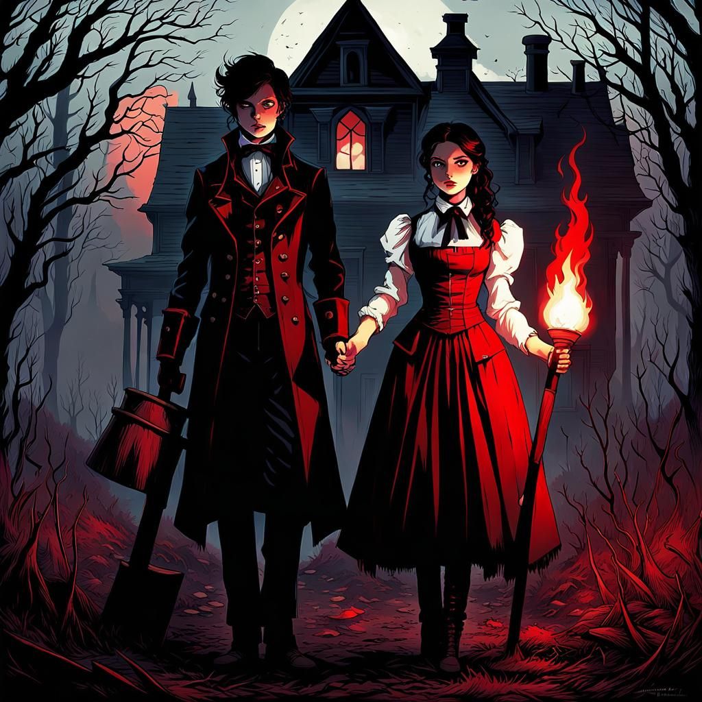 Creepy Children in Shadow Play Style by Haunted House