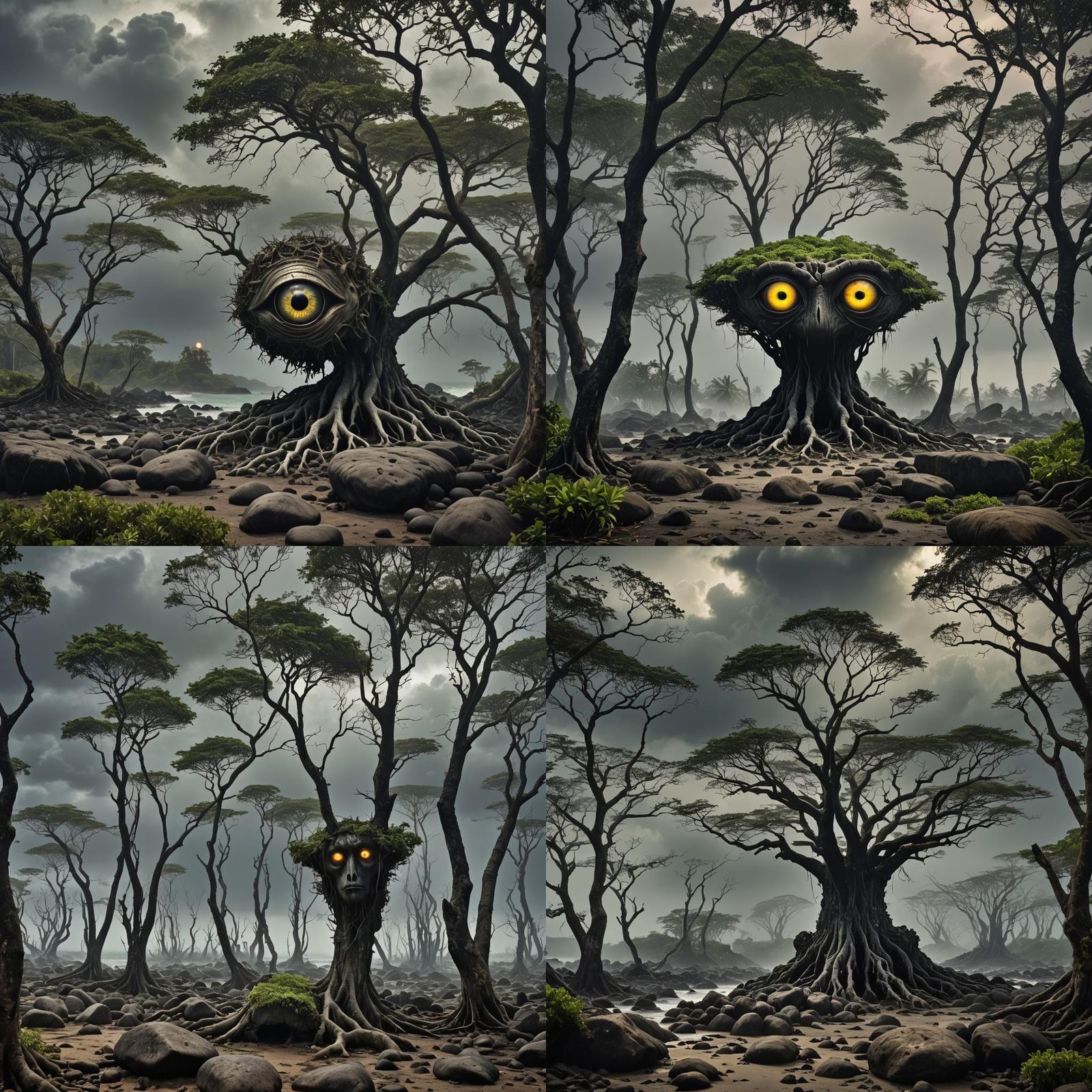 Eerie Island of Glowing Eyes: Matte Painting