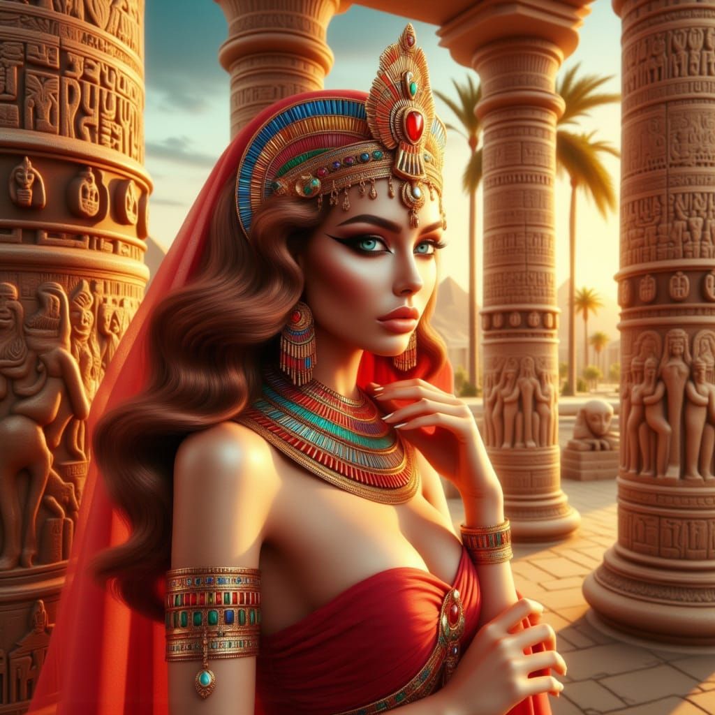 Egyptian Goddess in Luxurious Regalia