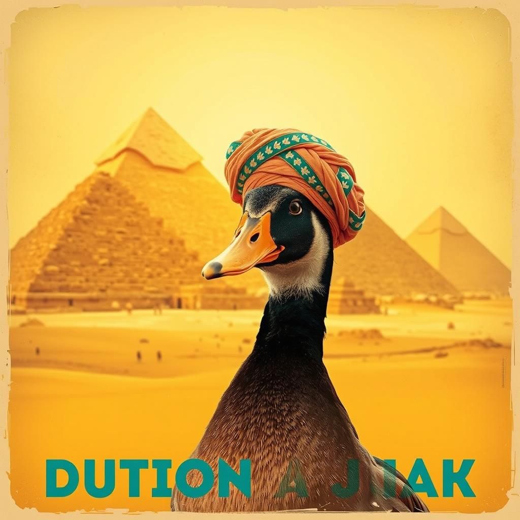 Duck as Valentino's Sheik at the Pyramids