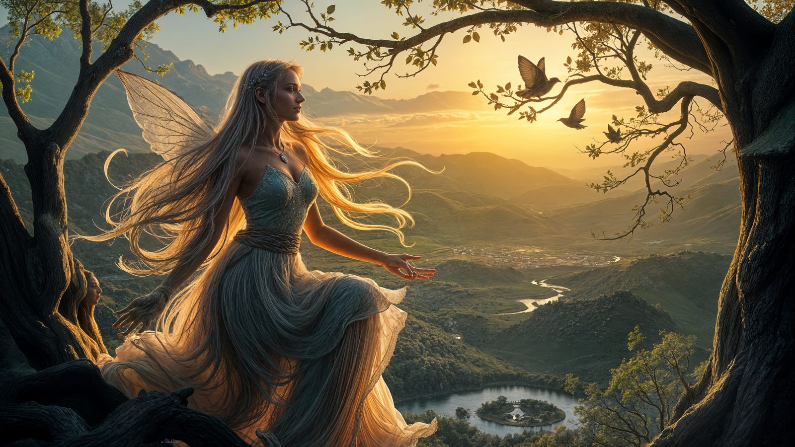 Fairies of Celtic Legend Shimmering in Twilight