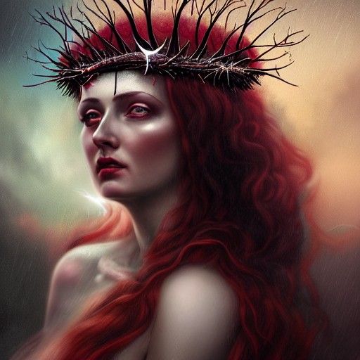 Biblical Queen of Horror in a Thunderstorm