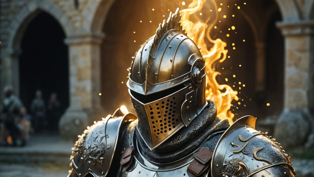 Melting Wax Knight Battling Dragon: Cinematic Still