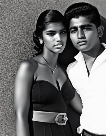 Vintage photo of a young Latino couple