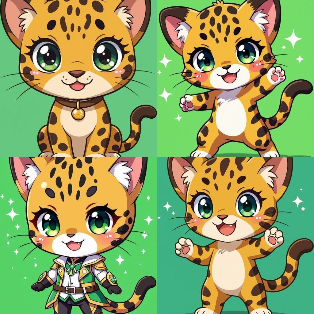 Cute Chibi Jaguar Mascot in Anime Style