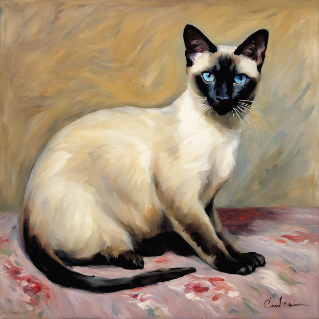 Seal Point Siamese in Impressionist Style