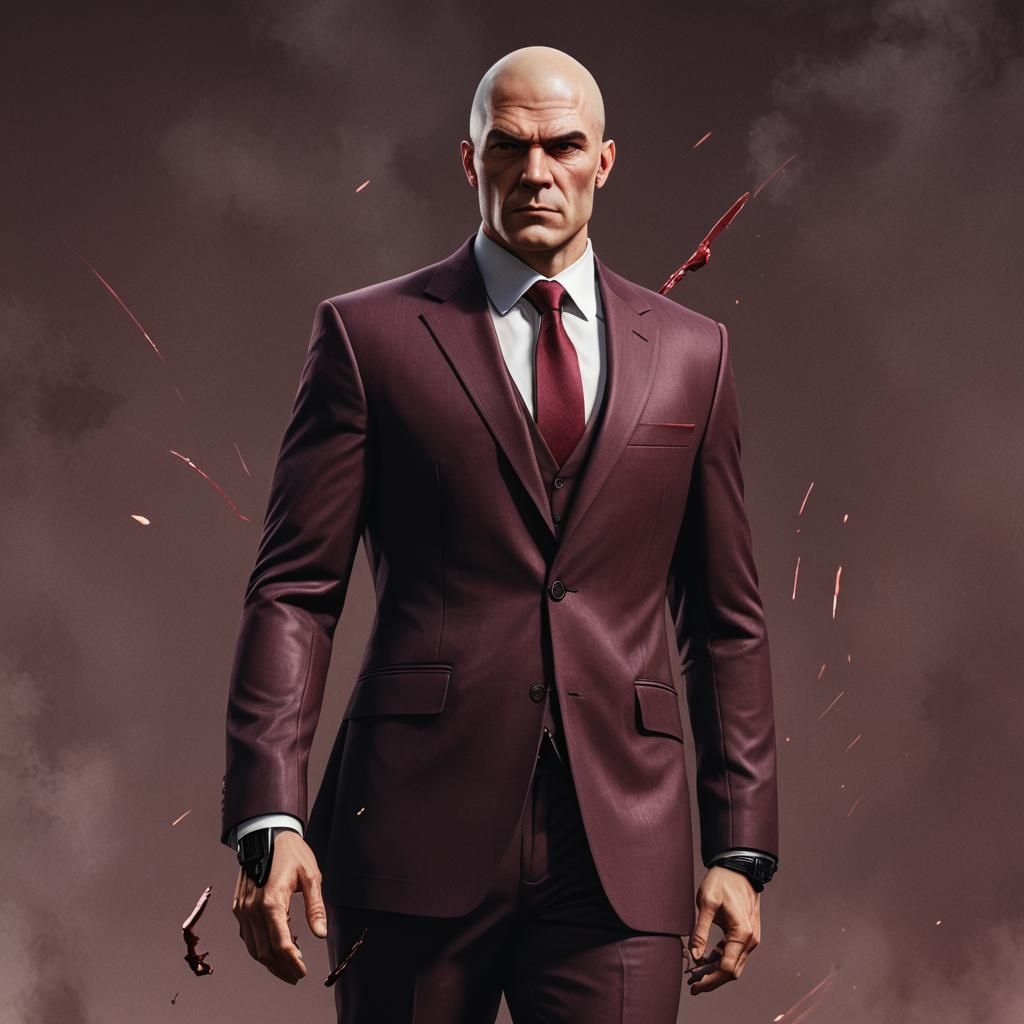 Agent 47 Portrait in Detailed Matte Painting