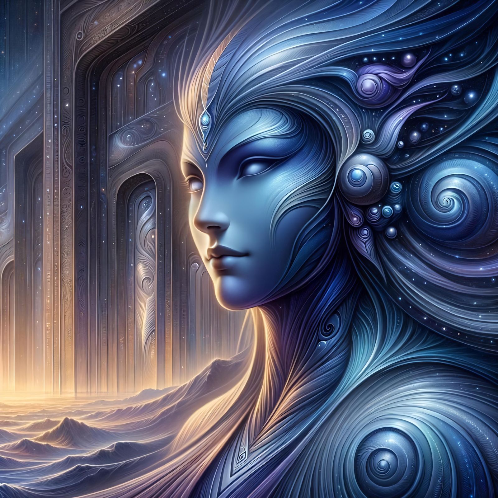 Majestic Celestial Figure in a Harmonious Setting