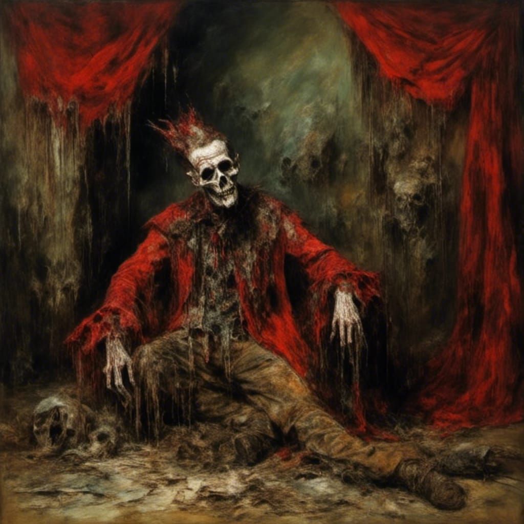 Macabre Jester King: A Melting Surrealist Scene