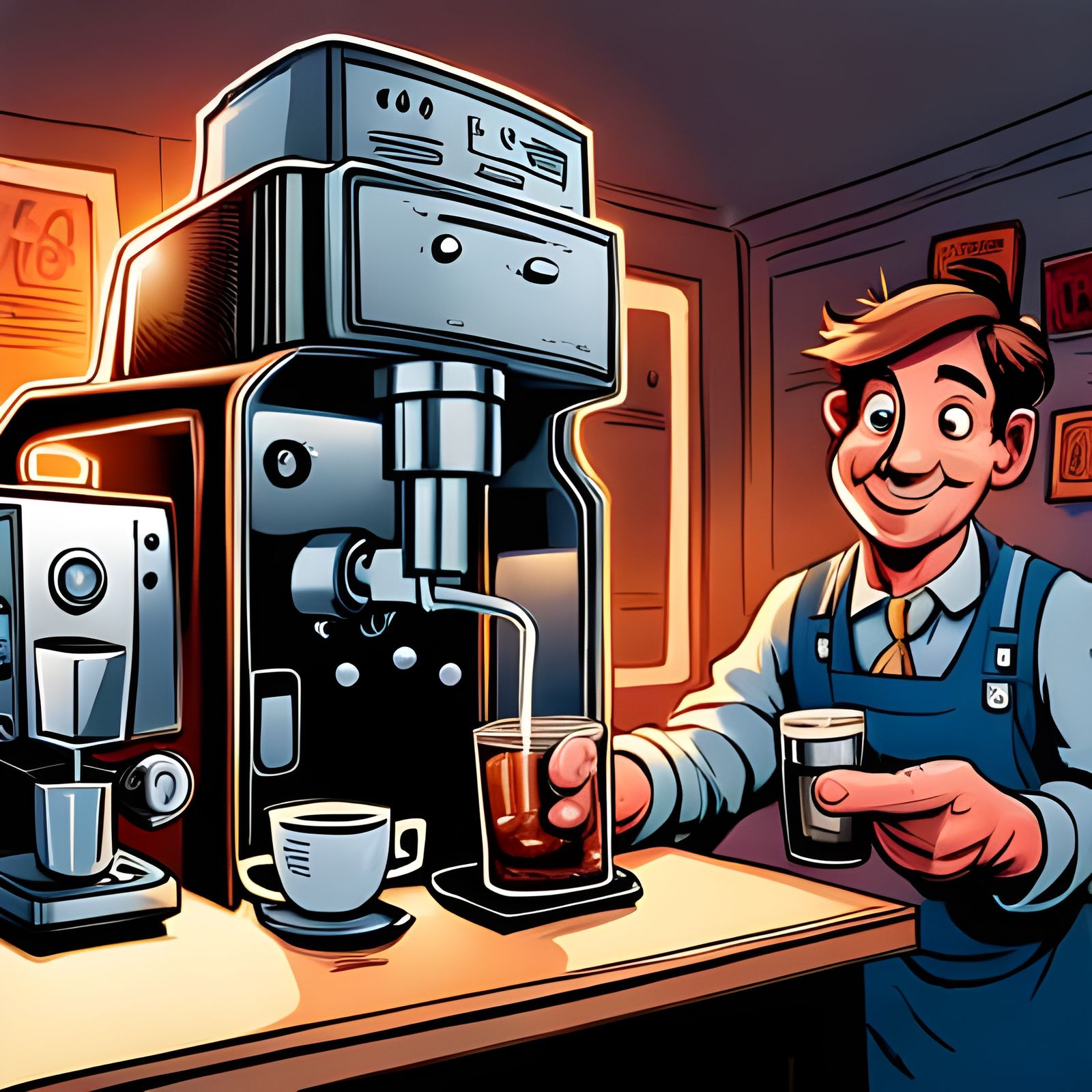 Absurd Rube Goldberg Coffee Machine Concept Art