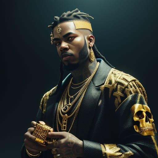 Rapper with Marijuana Chains in Cinematic Gold Hour