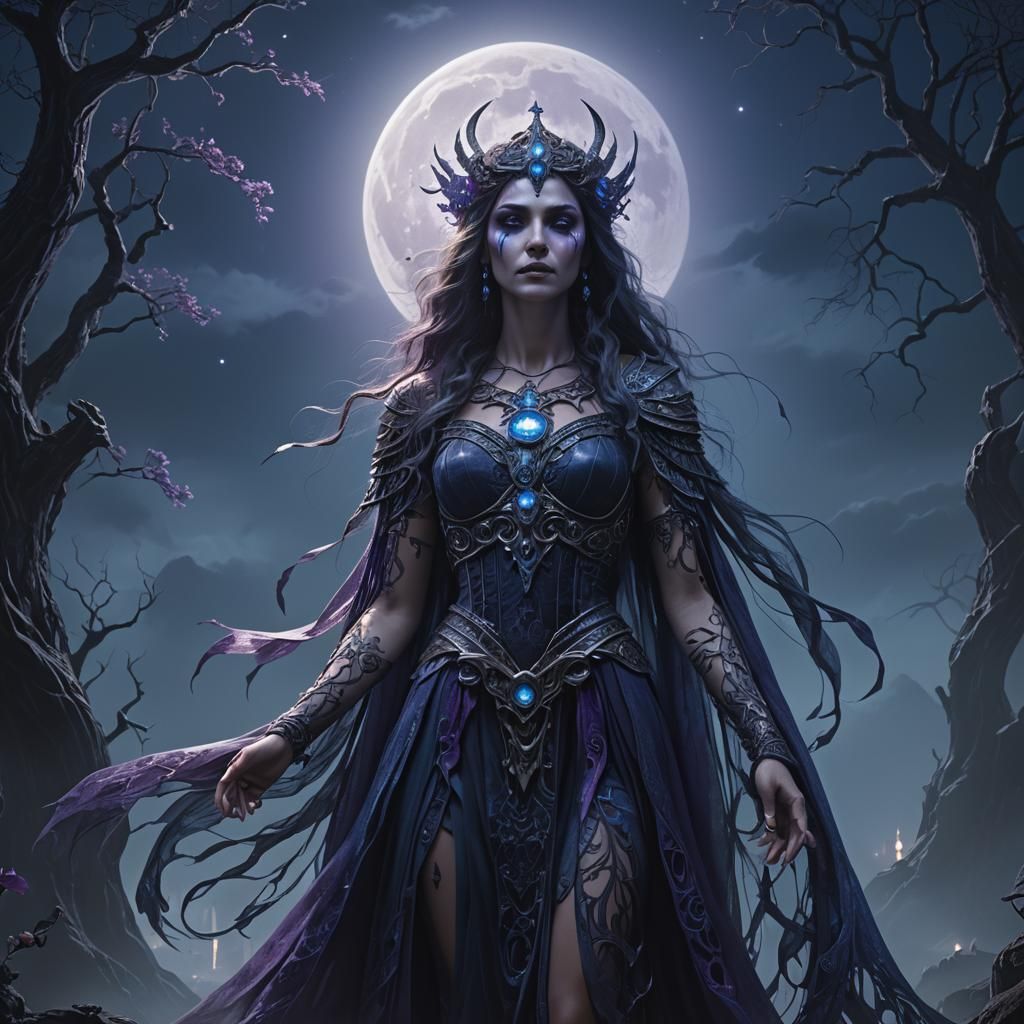 Goddess of Death in Moonlight: Digital Matte Painting