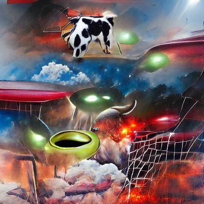 Cow Abduction by UFO in Marvel Comics Style