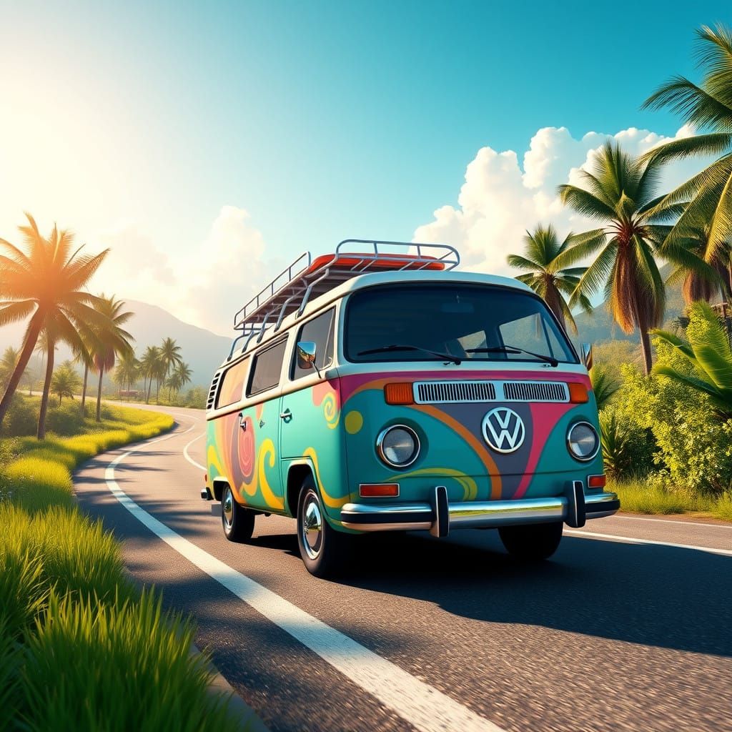 Classic VW Combi Van Embarks on Fantastical Vacation Adventu...