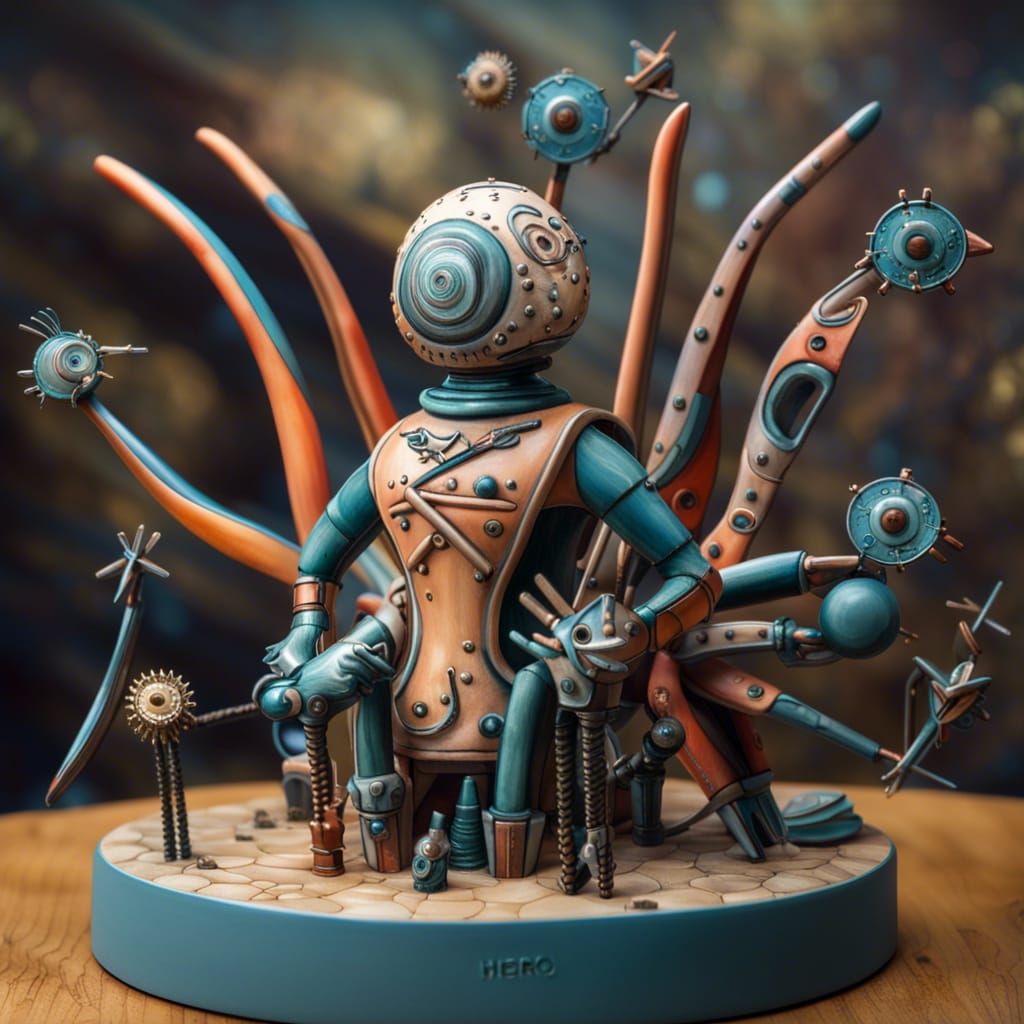 Sci-Fi Caretaker on Jupiter: Naive Art Figurine