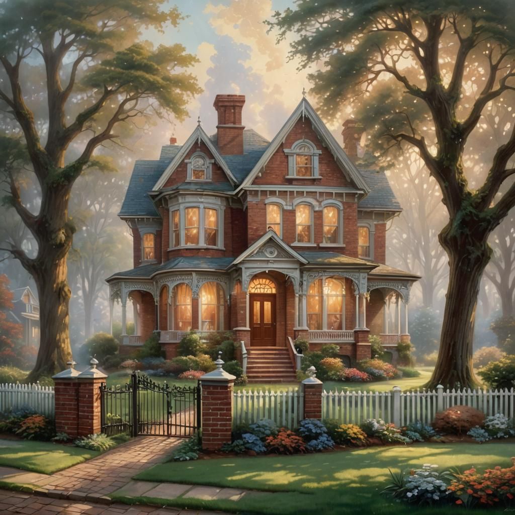 Edwardian Brown Brick House in Ethereal Style